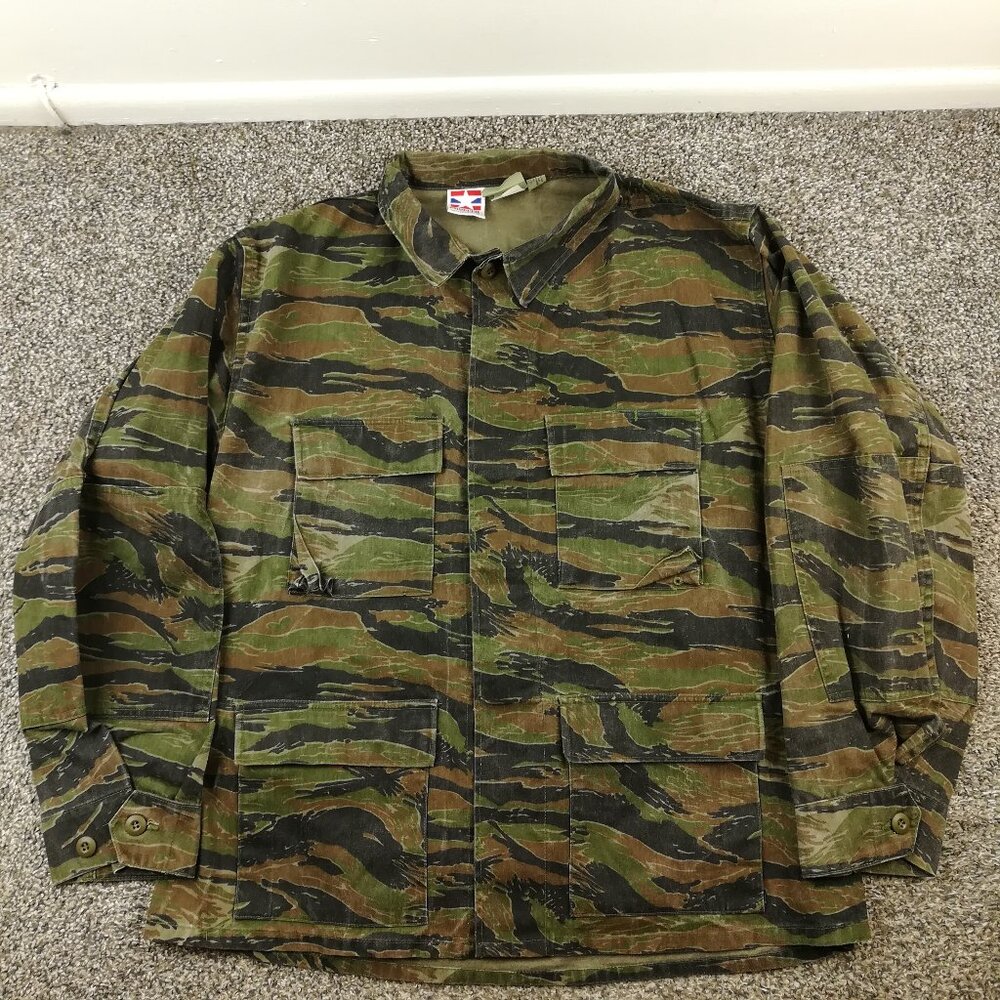 Vintage Combat Coat Propper Mens XL Camo Vietnam Tiger Stripe Jacket